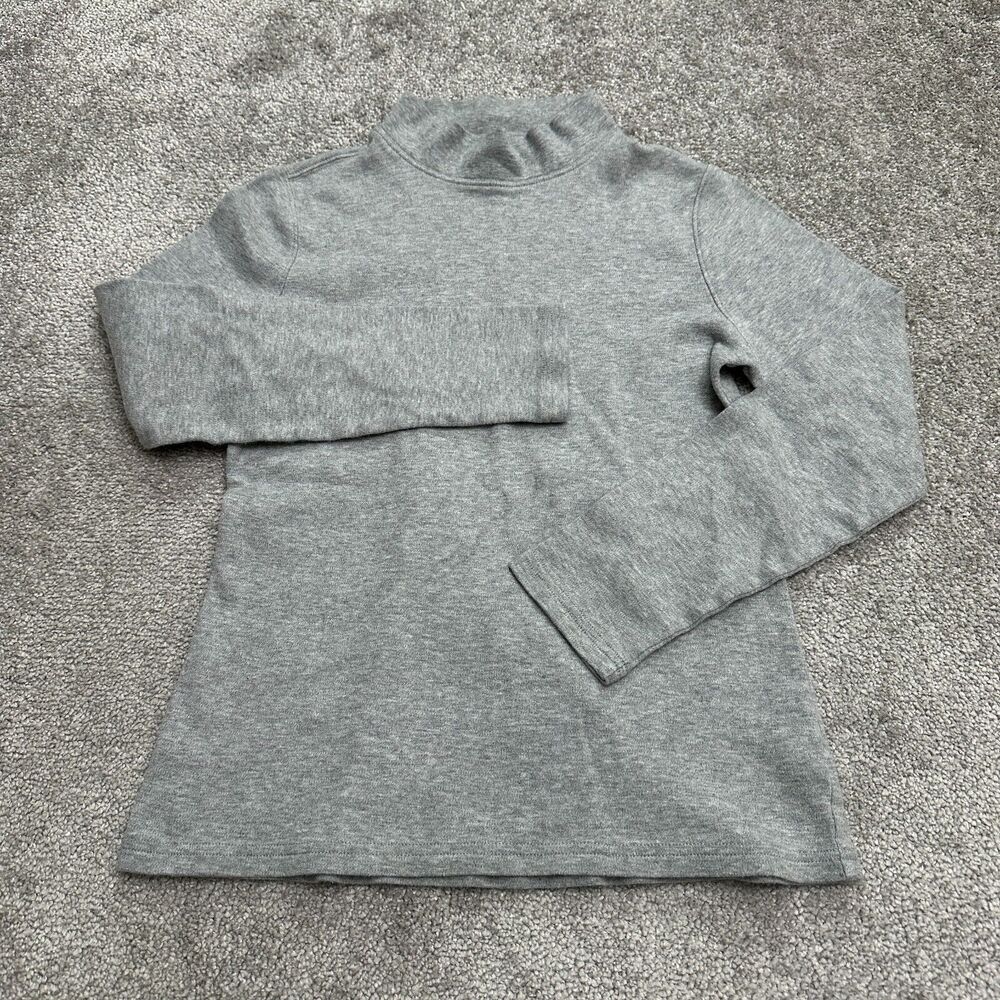 Charter Club Mock Basic T-Shirt Womens Small Gray Long Sleeve Casual Cotton Top